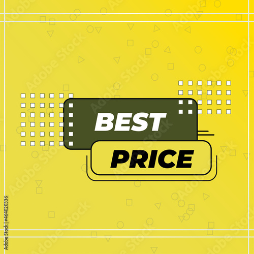 poster banner best price on yellow background with geometric shapes advertising for shop and e-commerce