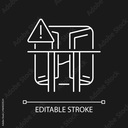Window guards on all windows white linear icon for dark theme. Childproof security bars. Thin line customizable illustration. Isolated vector contour symbol for night mode. Editable stroke