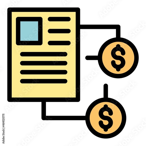 Franchise paper money icon. Outline franchise paper money vector icon color flat isolated