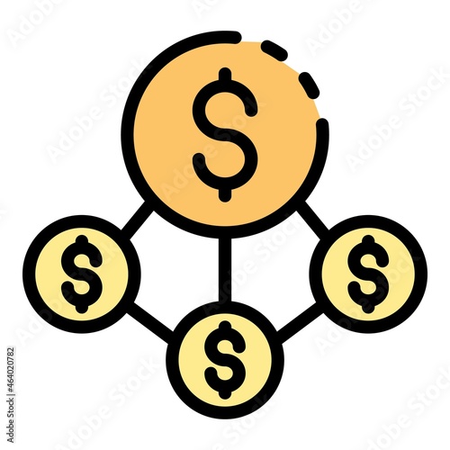 Dollar franchise scheme icon. Outline dollar franchise scheme vector icon color flat isolated