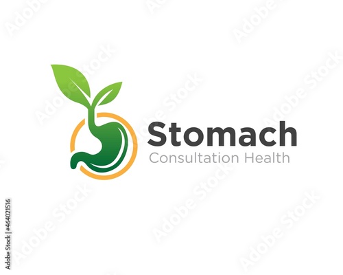 stomach growth eco logo designs for healthy and medical nature service