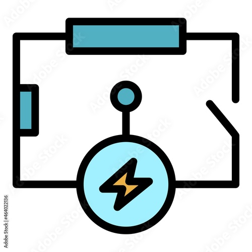 Electric circuit scheme icon. Outline electric circuit scheme vector icon color flat isolated