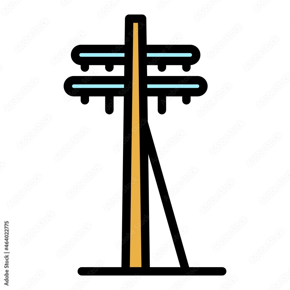 Electric pillar icon. Outline electric pillar vector icon color flat isolated Electric pillar icon. Outline electric pillar vector icon color flat isolated