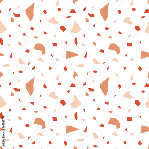 Beige terrazzo seamless pattern, Abstract geometric shapes vector illustration.