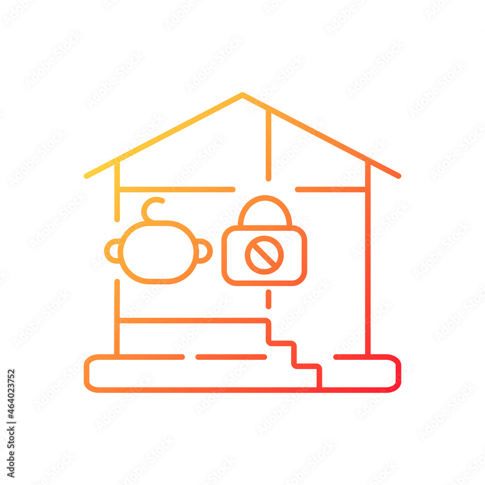 Lock basement door gradient linear vector icon. Child safety. Baby falling and trauma prevention. Childproof home. Thin line color symbol. Modern style pictogram. Vector isolated outline drawing Lock basement door gradient linear vector icon. Child safety. Baby falling and trauma prevention. Childproof home. Thin line color symbol. Modern style pictogram. Vector isolated outline drawing