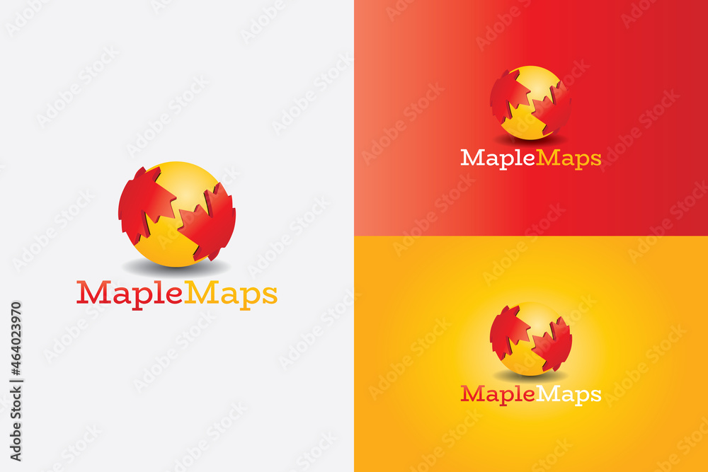Sphere logo vector with maple leaves