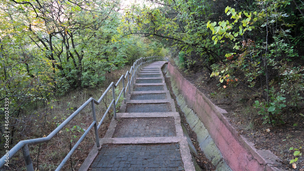 old stone staircase. walking path for people in the mountains old stone staircase. walking path for people in the mountains