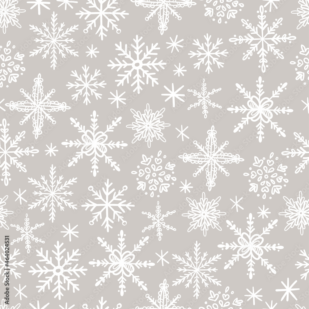 Snow flake hand drawn vector seamless pattern Snow flake hand drawn vector seamless pattern
