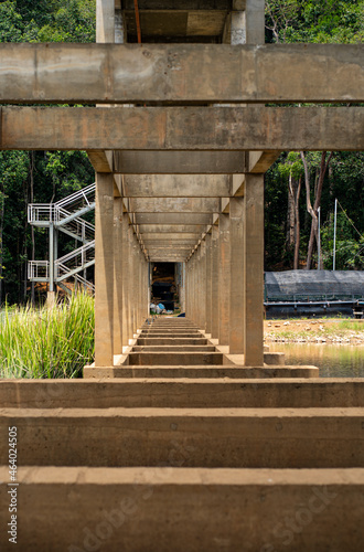 A view of the concrete pillars under the jetty. Selective focus points