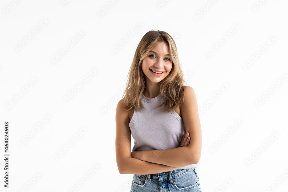 Young woman portrait isolated over white background. Young woman portrait isolated over white background.