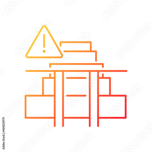Stairway safety gates gradient linear vector icon. Child safety at home. Falling and injuries prevention. Thin line color symbol. Modern style pictogram. Vector isolated outline drawing