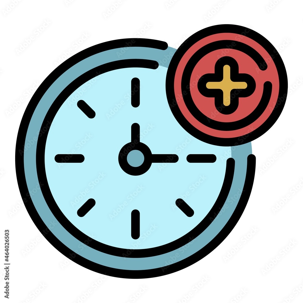Medical clock icon. Outline medical clock vector icon color flat isolated Medical clock icon. Outline medical clock vector icon color flat isolated