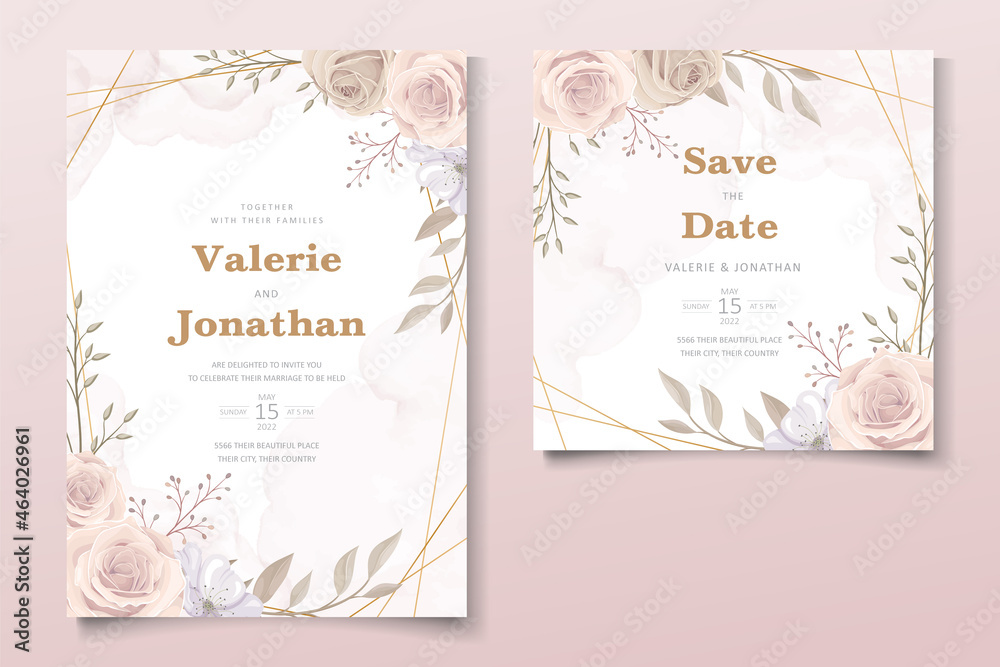 Beautiful roses invitation card template