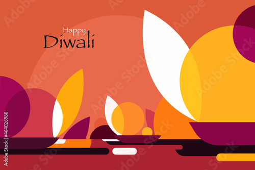 Diwali oil lamps. Greetings for Diwali festival of India