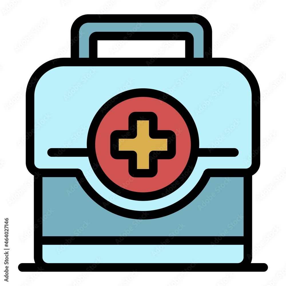 Fototapeta premium First aid kit icon. Outline first aid kit vector icon color flat isolated