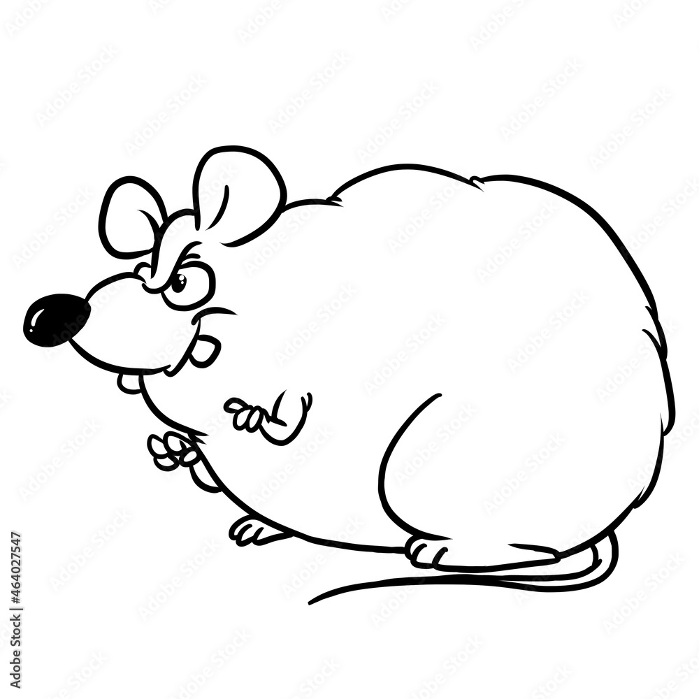 Fat rat anger emotion irritation illustration animal caricature coloring cartoon	