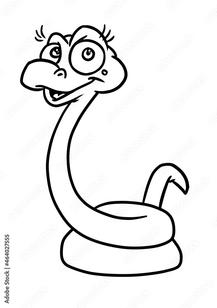 Fototapeta premium beautiful snake looking smile illustration coloring