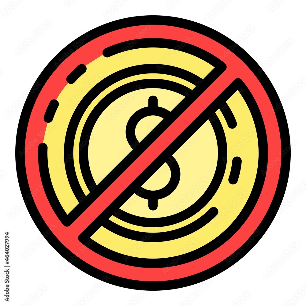 No money laundering icon. Outline no money laundering vector icon color flat isolated No money laundering icon. Outline no money laundering vector icon color flat isolated