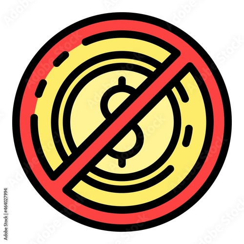 No money laundering icon. Outline no money laundering vector icon color flat isolated