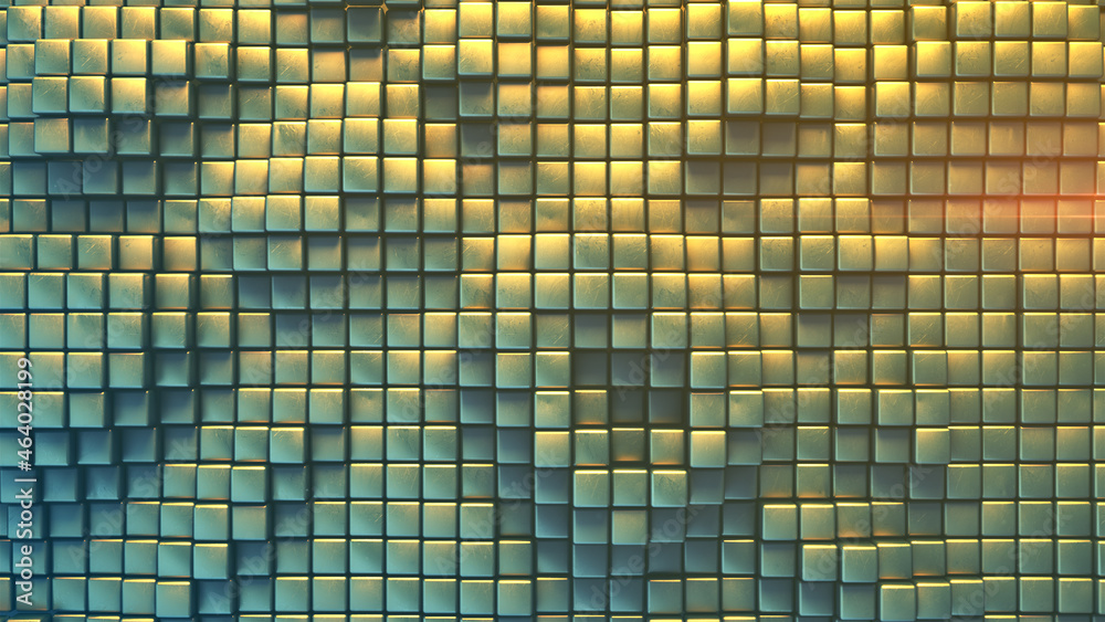 Fototapeta premium Geometric background with metallic cubes 3D rendering