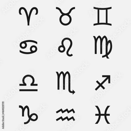 Set of zodiac signs icon isolated on background. Astrology symbol modern, simple, vector, icon for website design, mobile app, ui. Vector Illustration