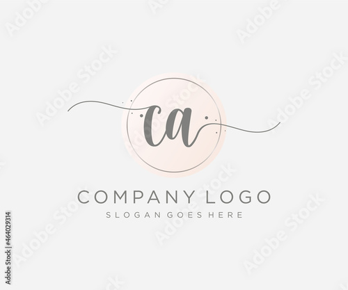 Initial CA feminine logo. Usable for Nature, Salon, Spa, Cosmetic and Beauty Logos. Flat Vector Logo Design Template Element.