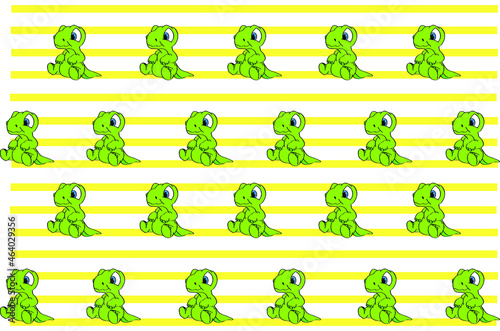 background of green baby dinosaurs with yellow lines. repetition forming plot