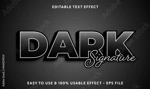 dark signature editable text effect template with abstract style use for business brand and company logo