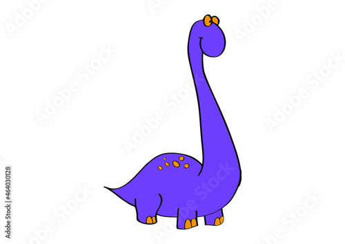 herbivorous dinosaur with long neck, violet color. sauropod