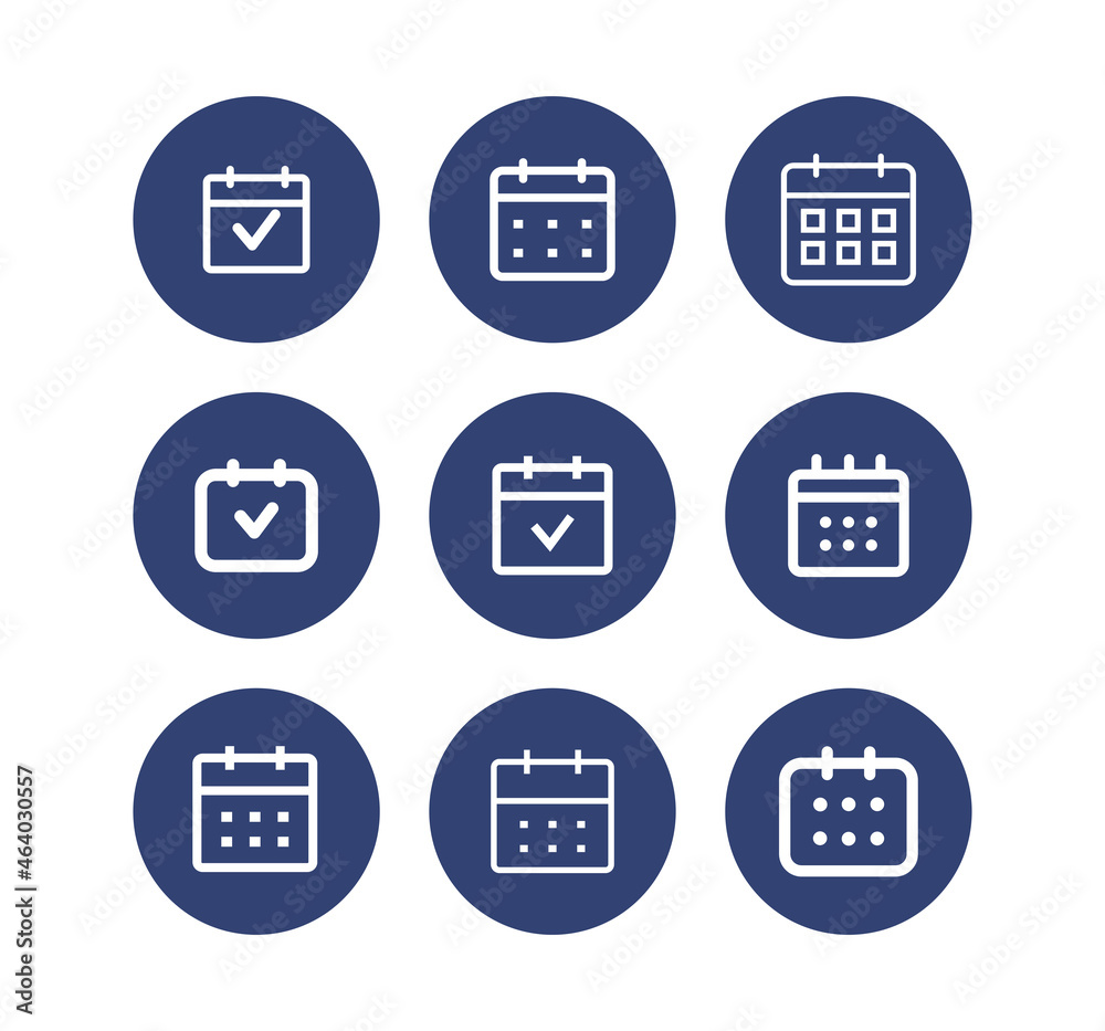 Calendar vector line icon set.