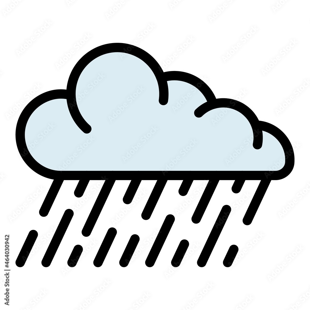 Season rain cloud icon. Outline season rain cloud vector icon color flat isolated Season rain cloud icon. Outline season rain cloud vector icon color flat isolated