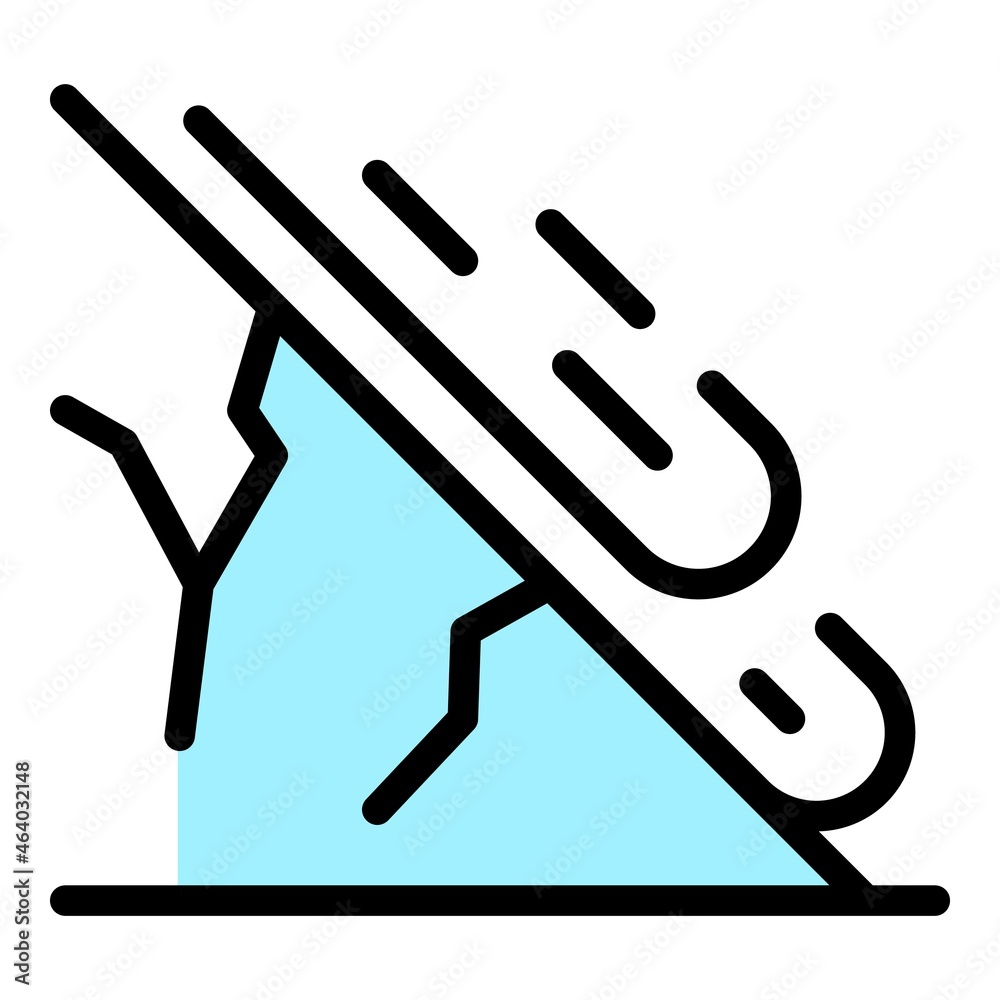 Fast landslide icon. Outline fast landslide vector icon color flat isolated
