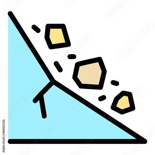 Rockfall icon. Outline rockfall vector icon color flat isolated