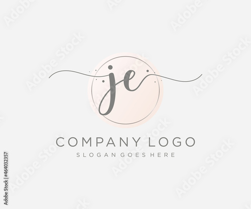 Initial JE feminine logo. Usable for Nature, Salon, Spa, Cosmetic and Beauty Logos. Flat Vector Logo Design Template Element. photo