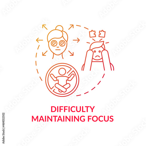 Difficulty maintaining focus concept icon. Inattentive sign abstract idea thin line illustration. Lack of sustained attention. Scatterbrained people. Vector isolated outline color drawing