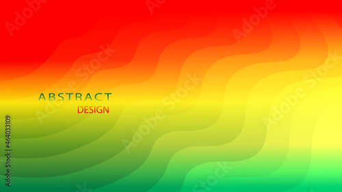 Abstract background with red green yellow waves. Rasta concept.
