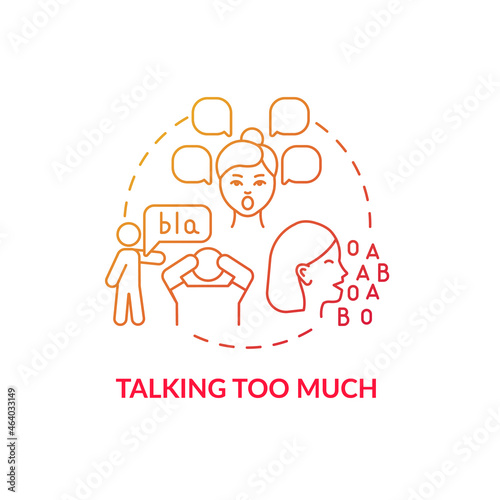 Talking too much concept icon. Hyperactive-impulsive symptom abstract idea thin line illustration. Trouble controlling responses. Speaking too quickly. Vector isolated outline color drawing