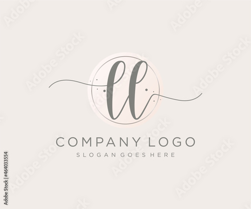 Initial LL feminine logo. Usable for Nature, Salon, Spa, Cosmetic and Beauty Logos. Flat Vector Logo Design Template Element.