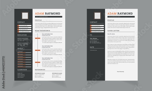 Modern Resume templates. Professional CV template, Cover Letter Layout, Vector Design job applications	