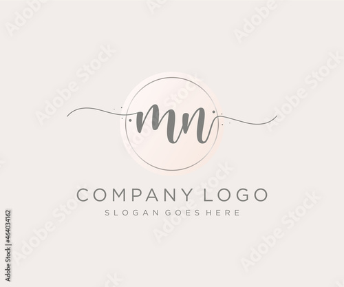 Initial MN feminine logo. Usable for Nature, Salon, Spa, Cosmetic and Beauty Logos. Flat Vector Logo Design Template Element.