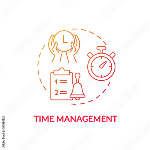 Time management concept icon. Parenting tip for ADHD abstract idea thin line illustration. Increasing productivity. Strategy to meet deadlines. Daily routine. Vector isolated outline color drawing