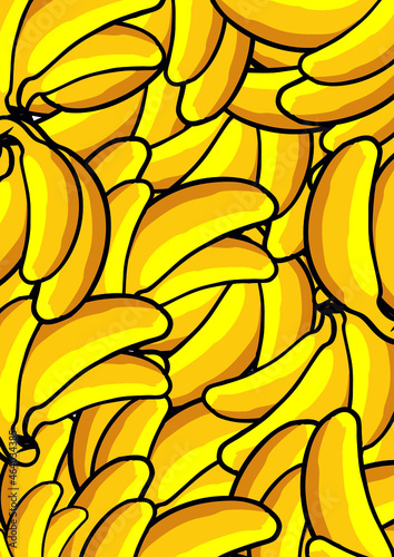 seamless pattern of bananas, yellow tropical bananas or plantains forming complexion