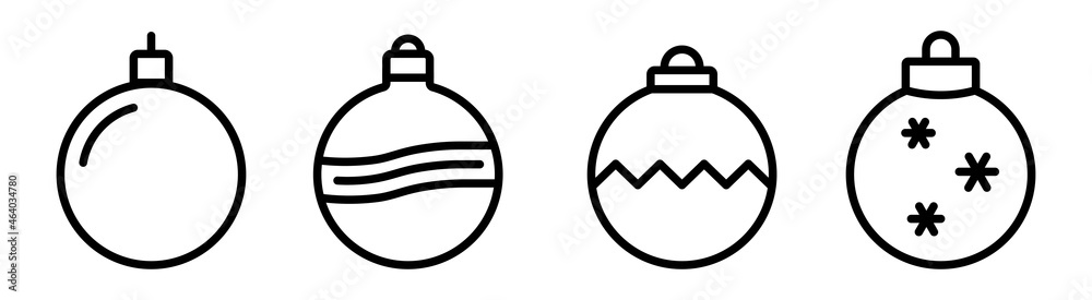 Obraz premium Set of Christmas tree balls icon in line style, web icons