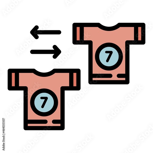 Soccer shirt change icon. Outline soccer shirt change vector icon color flat isolated