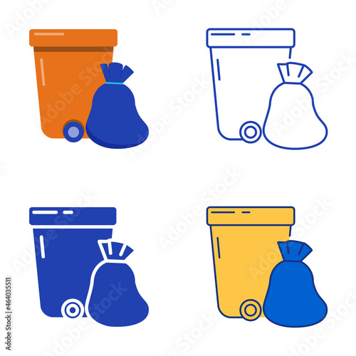 City garbage icon set in flat and line style