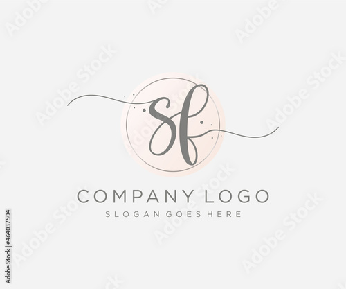 Initial SF feminine logo. Usable for Nature, Salon, Spa, Cosmetic and Beauty Logos. Flat Vector Logo Design Template Element.