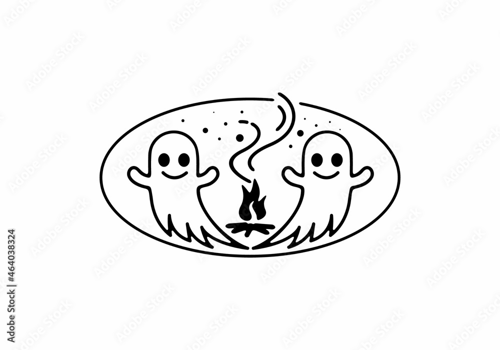 Obraz premium Line art illustration of halloween ghost