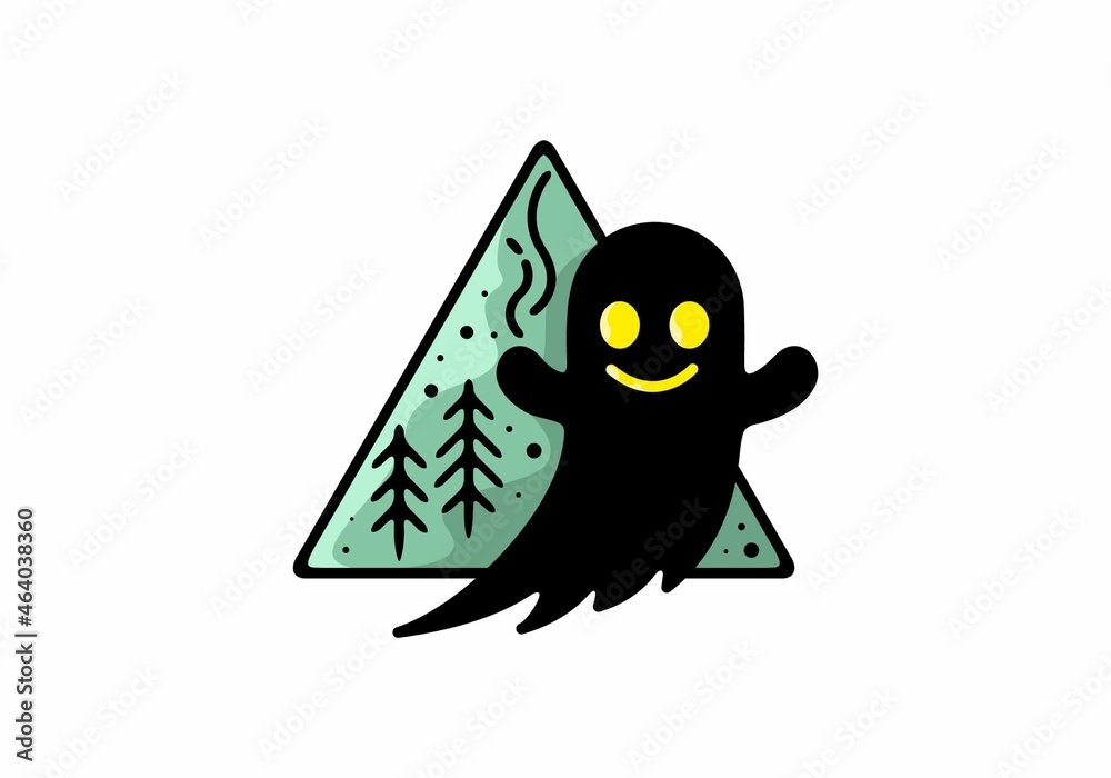 Obraz premium Line art illustration of halloween ghost