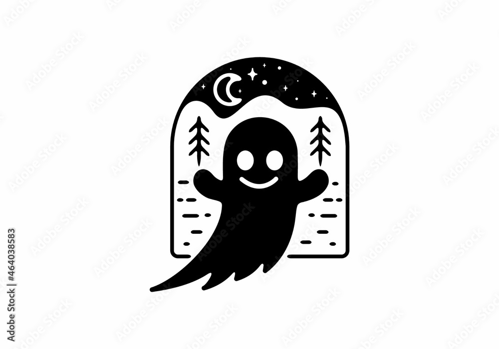 Obraz premium Line art illustration of halloween ghost
