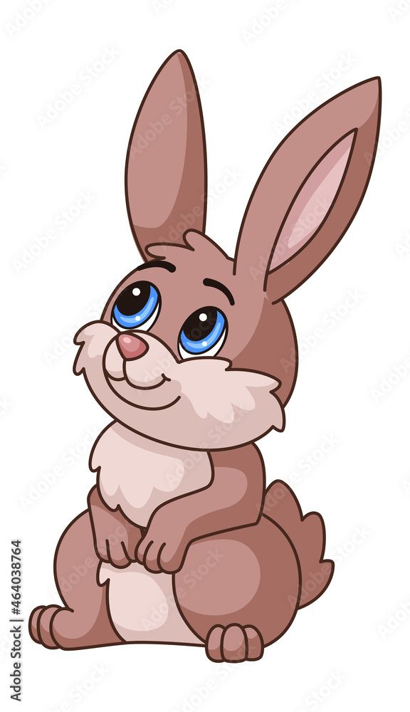Cartoon Hare. Forest baby bunny, cute funny rabbit Cartoon Hare. Forest baby bunny, cute funny rabbit
